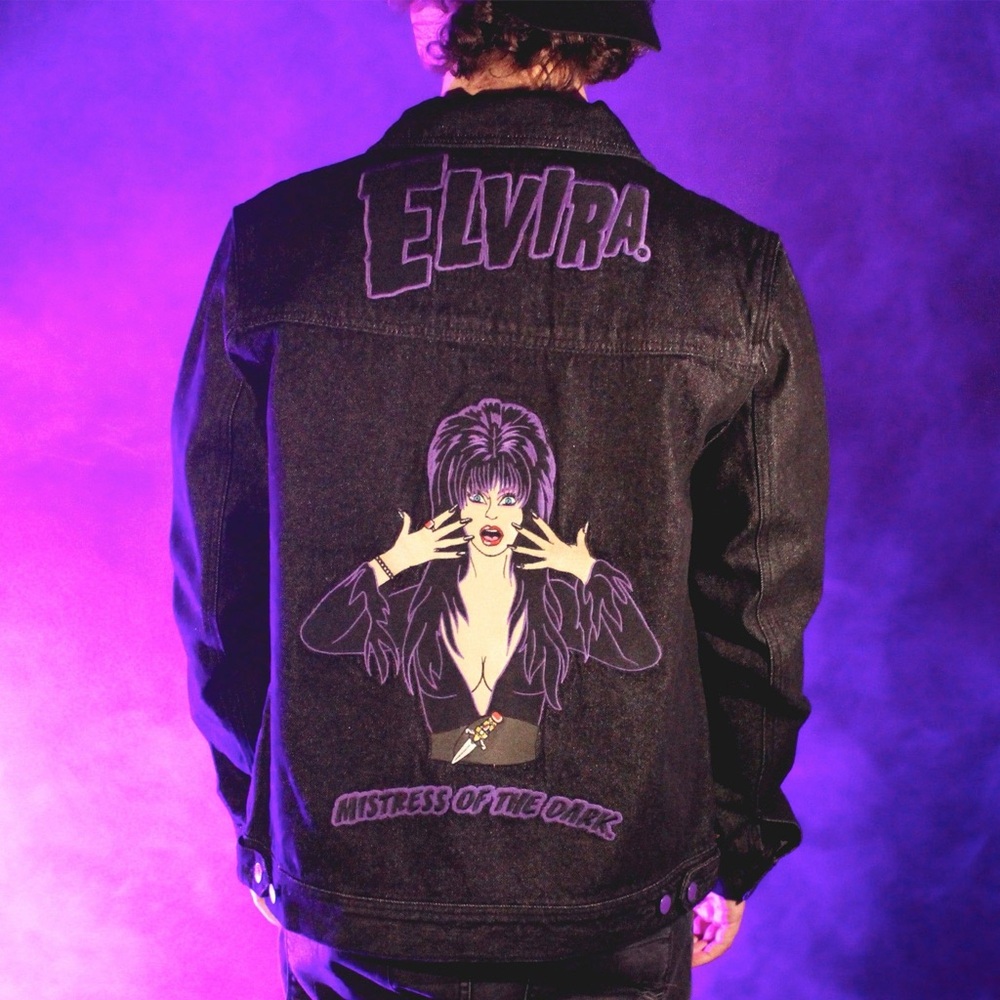 CAKEWORTHY official Elvira Denim Jacket SMALL New! Goth horror